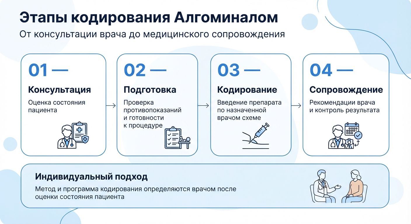 Кодирование препаратом «Алгоминал» в Хосте инфографика